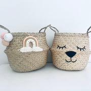 Bellybambino Macrame Rainbow Pom Pom Basket - Large