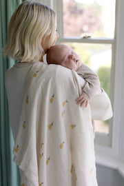 Ralphie Bear Large Muslin Swaddle - Pears