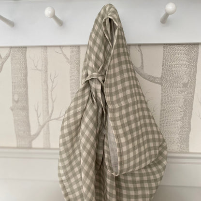 Ralphie Bear Large Muslin Swaddle - Gingham Sage