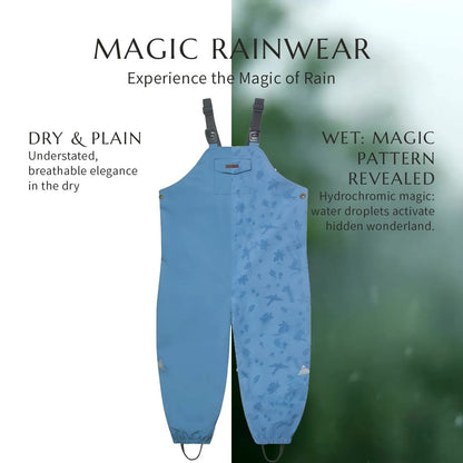 Toastie Fully Waterproof Dungarees - Rain Blue Magic Print