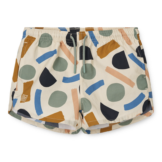Liewood Aiden Printed Board Shorts - Paint Strokes / Peppermint