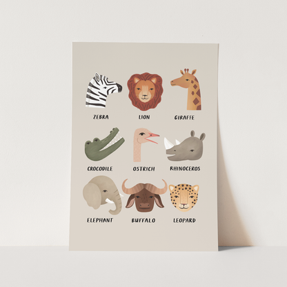 Kid of the Village Animal Safari Fine Art Print - Stone