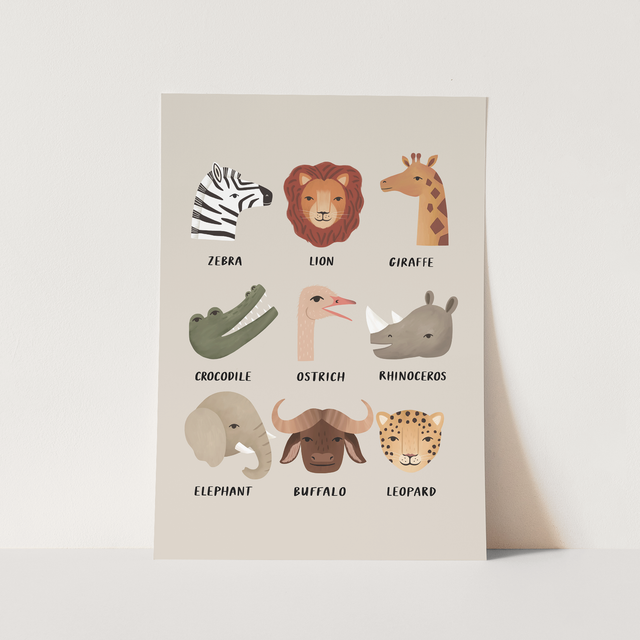 Kid of the Village Animal Safari Fine Art Print - Stone