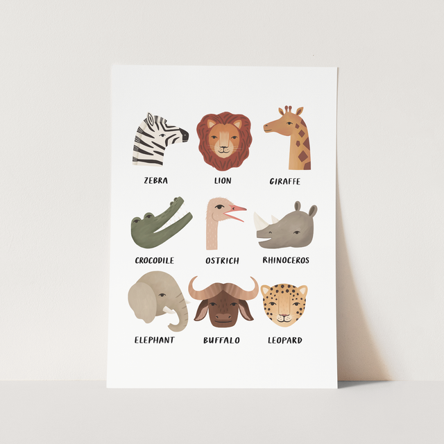 Kid of the Village Animal Safari Fine Art Print - White