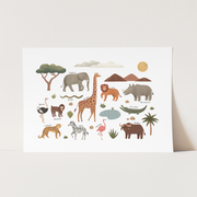 Kid of the Village Animals On Safari Fine Art Print - White