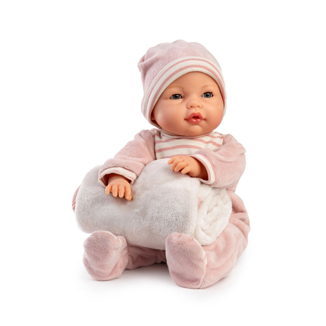 Antonio Juan Crying Doll Bimba with Pink Blanket - 37 cm