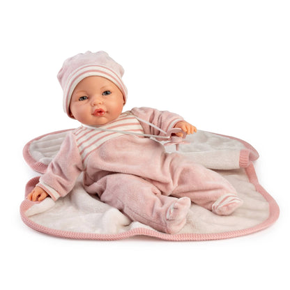 Antonio Juan Crying Doll Bimba with Pink Blanket - 37 cm