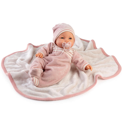 Antonio Juan Crying Doll Bimba with Pink Blanket - 37 cm