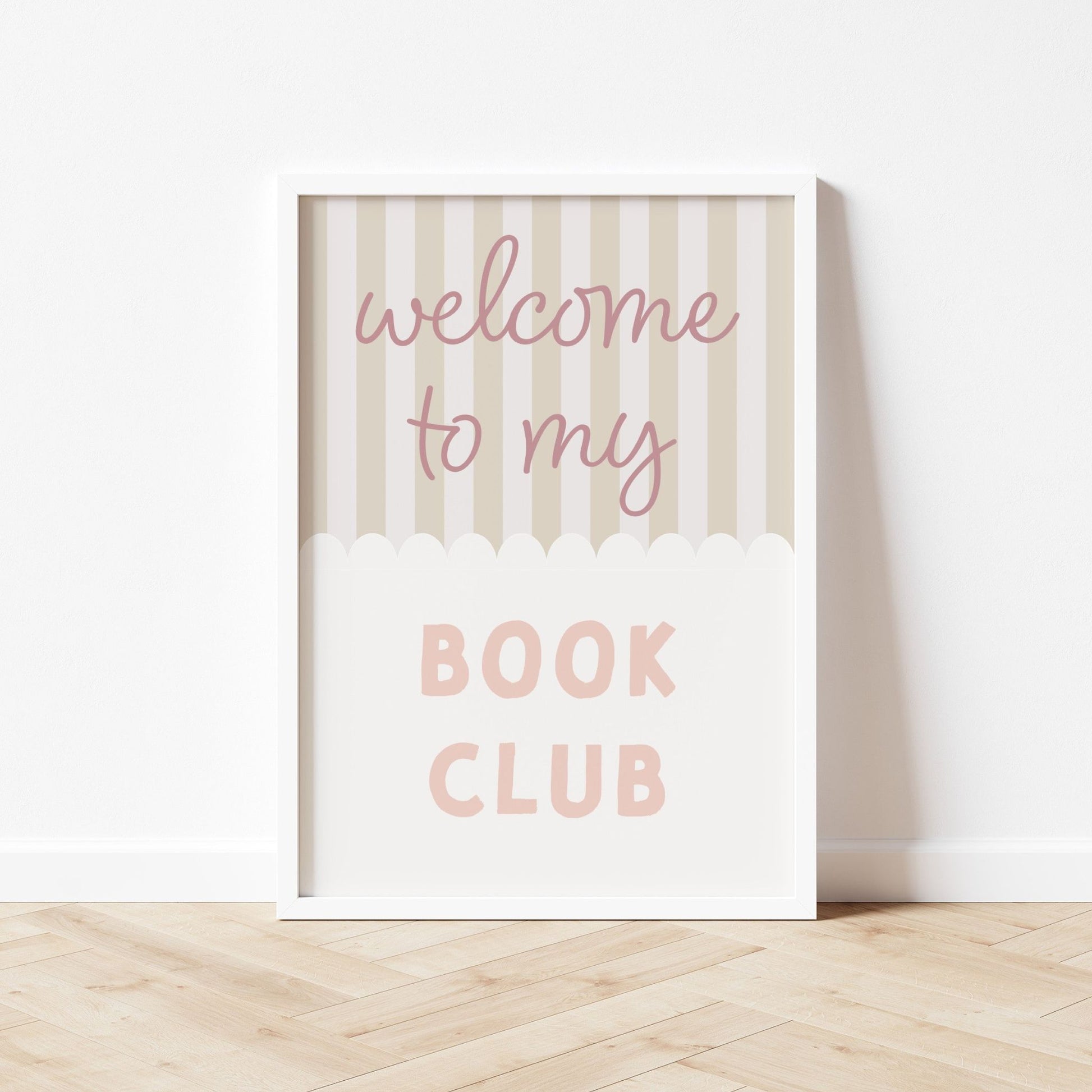 Autums Corner - Welcome to my Book club Print - Pinks & Hessian