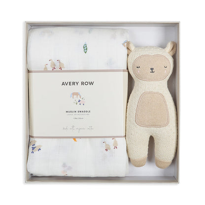 Avery Row Swaddle & Cuddle New Baby Gift Set - Little Farm