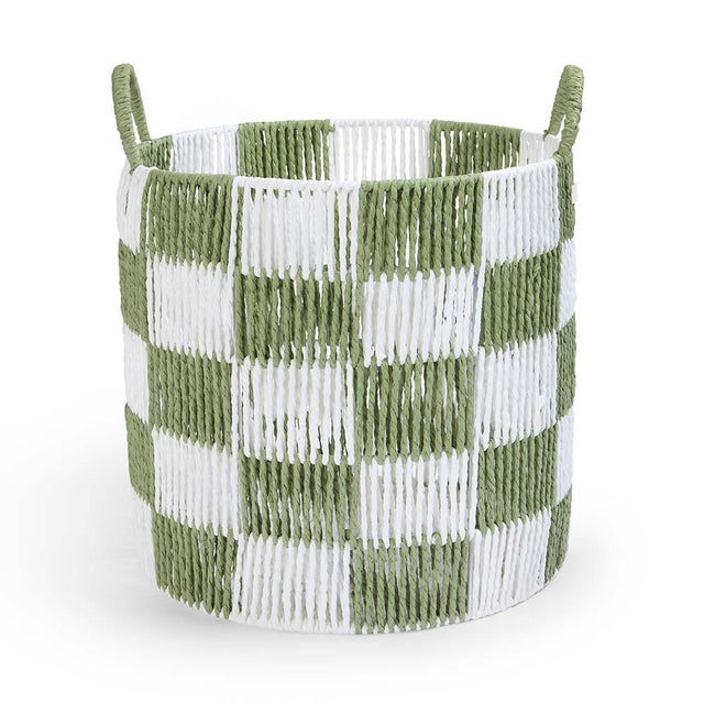 Avery Row Checkerboard Storage Basket Large - Sage