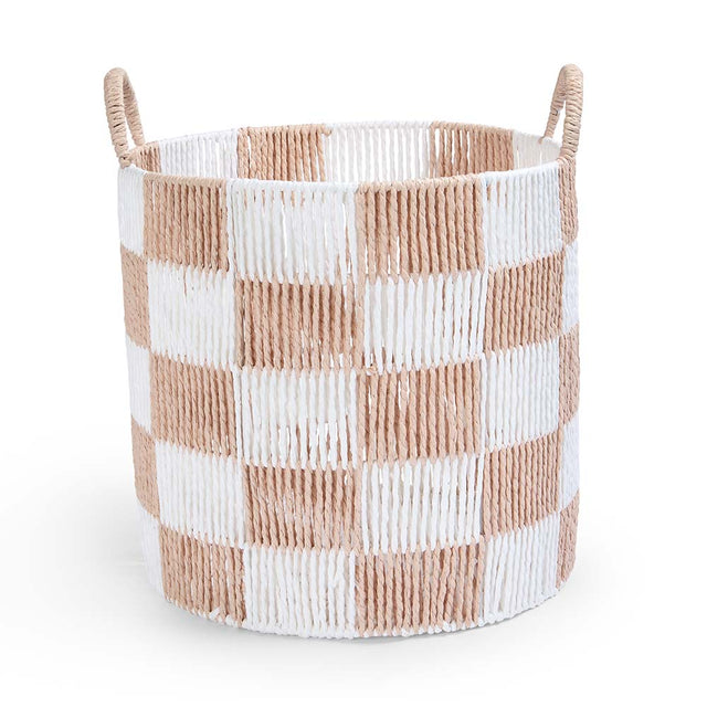Avery Row Checkerboard Storage Basket Large - Nude