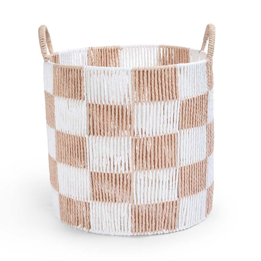 Avery Row Checkerboard Storage Basket Large - Nude