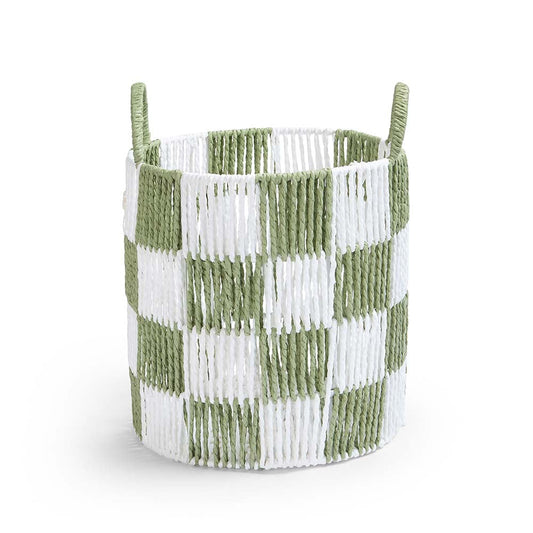 Avery Row Checkerboard Storage Basket Medium - Sage