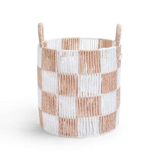 Avery Row Checkerboard Storage Basket Medium - Nude