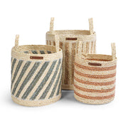 Avery Row Maize Stripe Storage Basket Set Of 3 - Natural