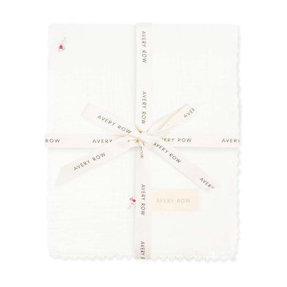 Avery Row Embroidered Muslin Blanket - Anemone