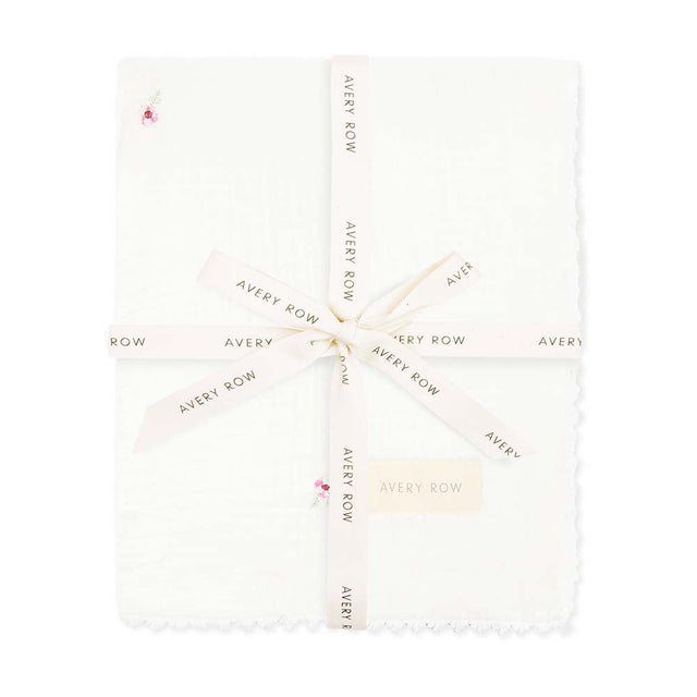 Avery Row Embroidered Muslin Blanket - Anemone