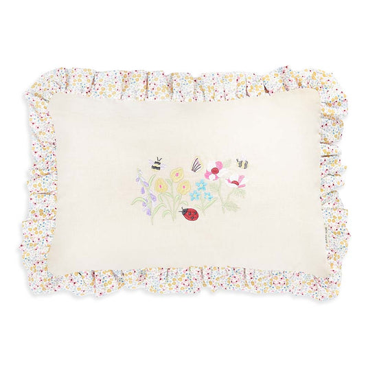 Avery Row Rectangle Linen Frill Cushion - Wildflower Garden