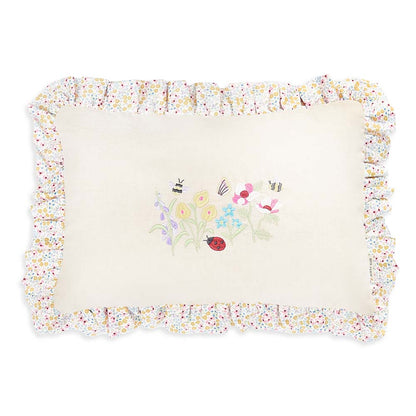 Avery Row Rectangle Linen Frill Cushion - Wildflower Garden