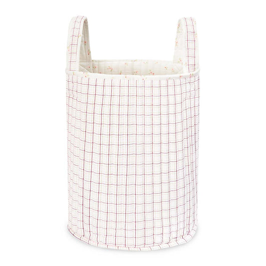 Avery Row Large Quilted Storage Basket - Anemone / Pink Check