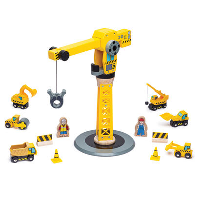 Bigjigs Toys Rail Yellow Crane Construction Set