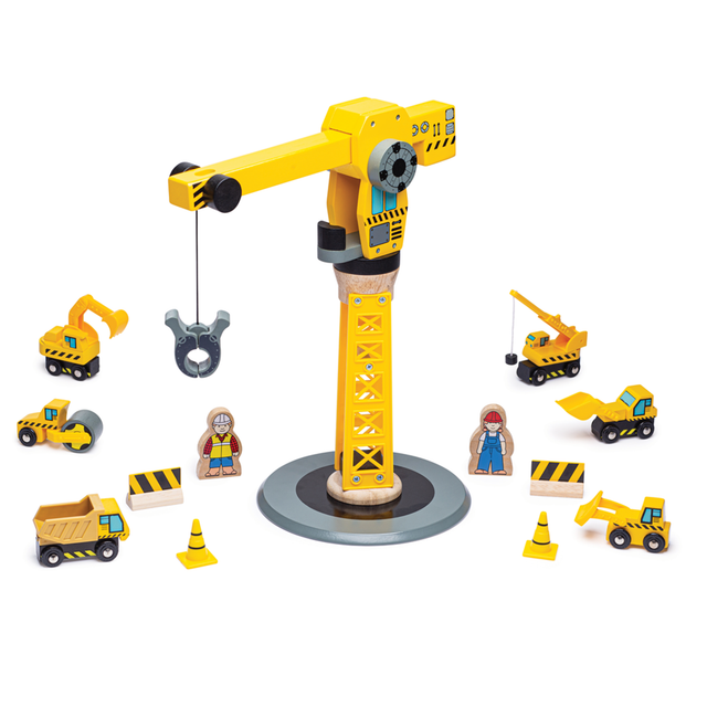 Bigjigs Toys Rail Yellow Crane Construction Set