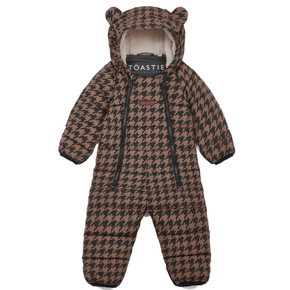Toastie Quilted Snowsuit - Toffee Houndstooth