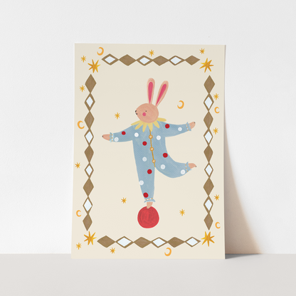 Kid of the Village Balancing Bunny Fine Art Print