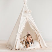 MiniCamp Boho Kids Teepee with Tassels - Ecru