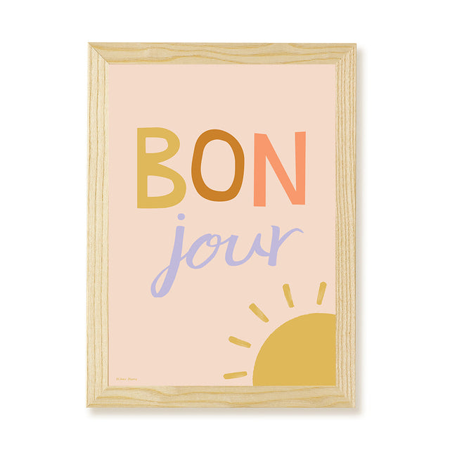 Hibou Design Bonjour Art Print - Pink