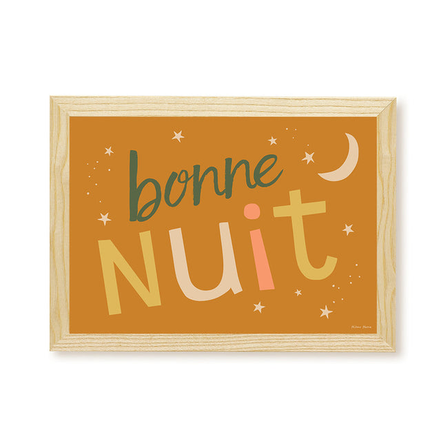 Hibou Design Bonne Nuit Art Print  - Burnt Orange
