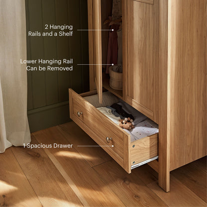 CuddleCo Burford 3 Piece Nursery Furniture Set - Oak