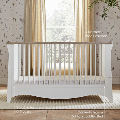 CuddleCo Clara Cot Bed - White & Ash