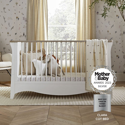 CuddleCo Clara Cot Bed - White & Ash