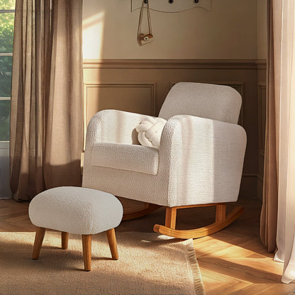 CuddleCo Etta Nursing Chair & Foot Stool - Boucle Mushroom