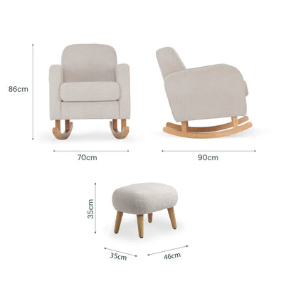 CuddleCo Etta Nursing Chair & Foot Stool - Boucle Mushroom