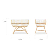 Cuddle Co Aria Rattan Crib - Natural