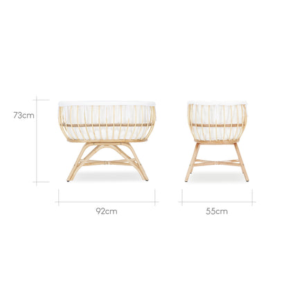 Cuddle Co Aria Rattan Crib - Natural