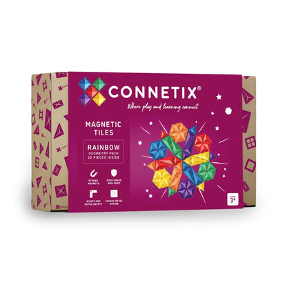 CONNETIX Magnetic Tiles 30 Piece Rainbow Geometry Pack