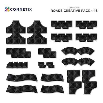 CONNETIX Magnetic Tiles 48 Piece Roads Creative Pack