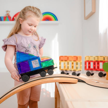 CONNETIX Magnetic Tiles 50 Piece Rainbow Transport Pack