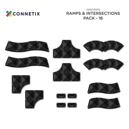 CONNETIX Magnetic Tiles 16 Piece Roads Ramps & Intersections Pack