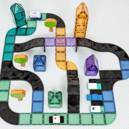 CONNETIX Magnetic Tiles 16 Piece Roads Ramps & Intersections Pack
