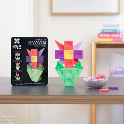 CONNETIX Magnetic Tiles 21 Piece Pro Build-It Flower Pack