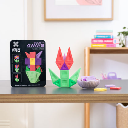 CONNETIX Magnetic Tiles 21 Piece Pro Build-It Flower Pack