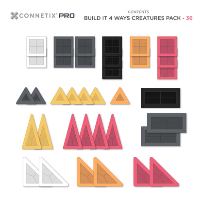 CONNETIX Magnetic Tiles 36 Piece Pro Build-It Creatures Pack