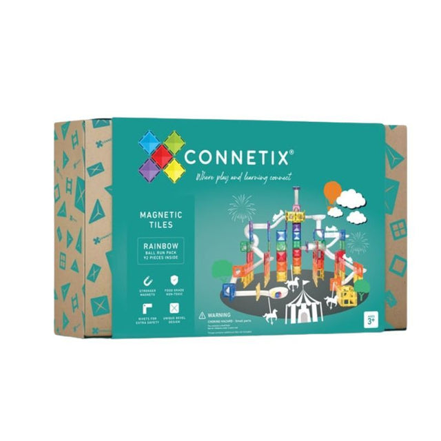 Connetix Magnetic Tiles 92 Piece Rainbow Ball Run Pack