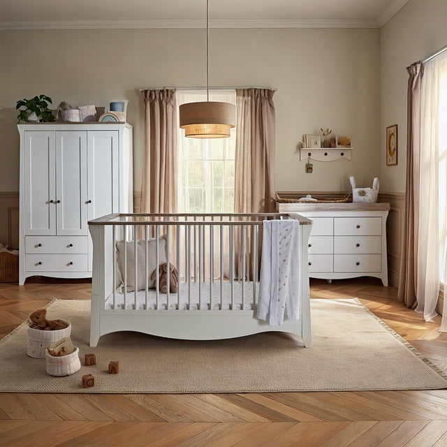 CuddleCo Clara Luxe 3 Piece Furniture Set - White & Ash