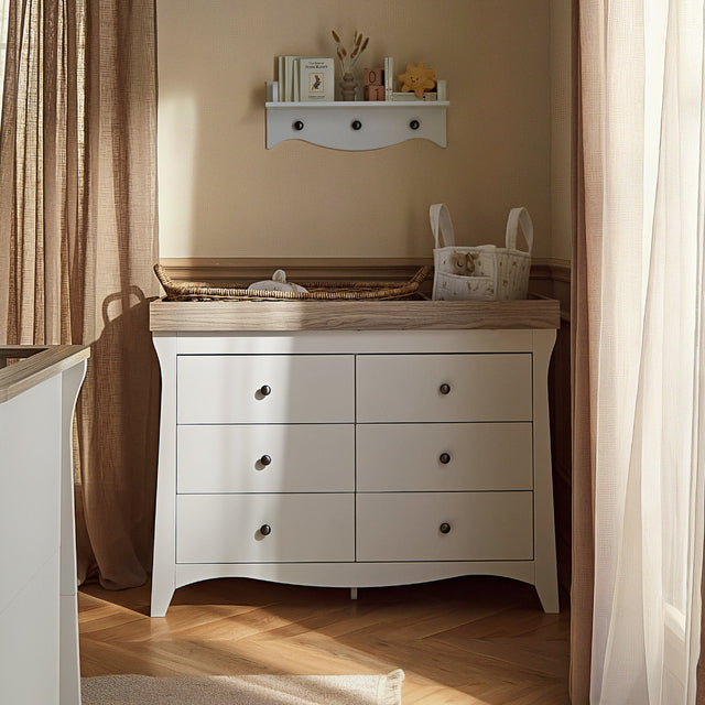 CuddleCo Clara 6 Drawer Dresser Changer - White & Ash